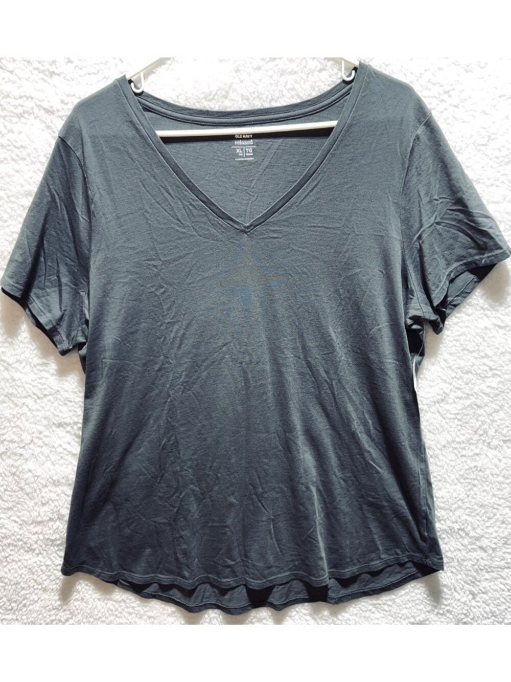 Old Navy Womens Relaxed Fit Gray V-Neck Tee XL Tall Short Sleeve Casual T-Shirt
